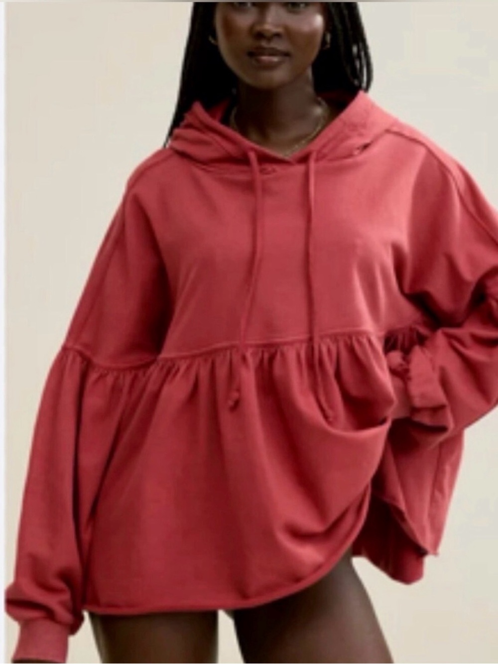 Women's peplum Hoodie in Dark Red